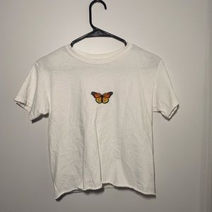 Brandy Melville white tee with butterfly patch size OS